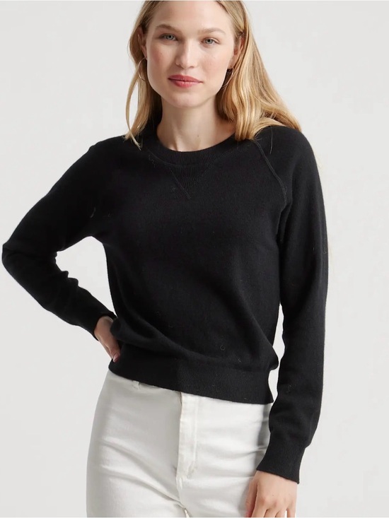 Quince Sweaters - Quince Mongolian Shrunken Cashmere Sweatshirt Black